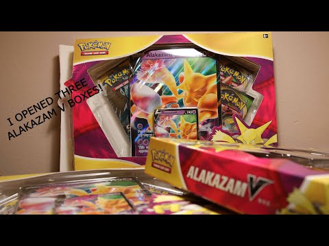 My First Pokemon Pack Opening Video I Unbox Three Alakazam V Boxes