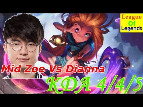 SKT T1 Faker Stream Zoe Vs Dianna KDA 4/4/5 | Video Game Stream For You