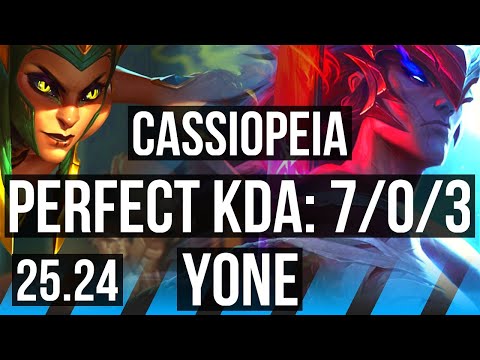 CASSIOPEIA vs YONE (MID) | Perfect KDA: 7/0/3 | KR Diamond | 25.24