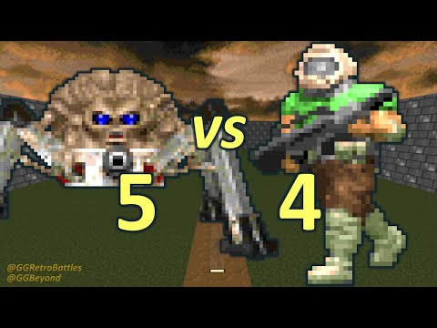 5 Arachnotrons vs 4 Doomguys - Doom II Co-op Simulation - Doom Retro Battles