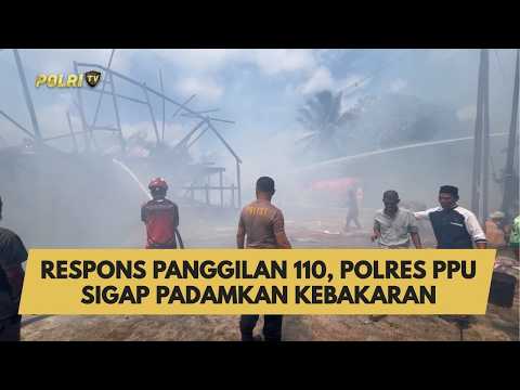RESPONS PANGGILAN 110, POLRES PPU SIGAP PADAMKAN KEBAKARAN