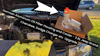 Dorman Aluminum Oil Filter Housing and Cooler - 3.6L Jeep Grand Cherokee, Dodge Charger etc  Upgrade
