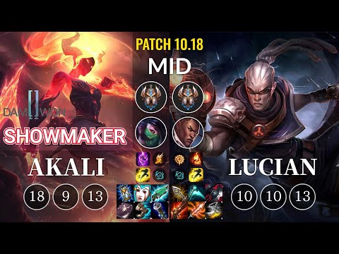 DWG ShowMaker Akali vs Lucian Mid - KR Patch 10.18