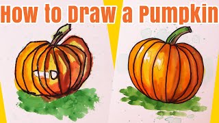 How to Draw and Paint a Pumpkin Kids Watercolor Tutorial