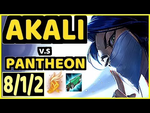 WHITEKNIGHT (AKALI) vs PANTHEON - QUADRAKILL 8/1/2 KDA TOP CHALLENGER GAMEPLAY - EUW