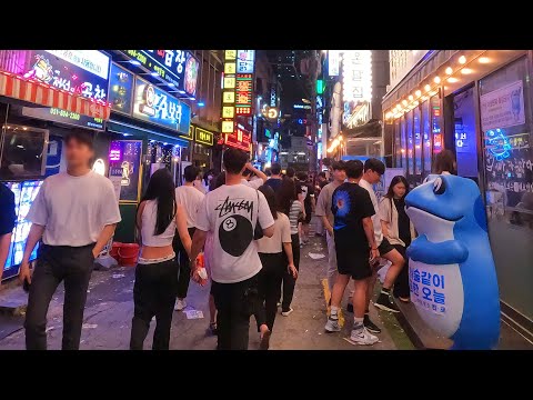 Rua Busan Club / Sábado à noite / Caminhada na Rua Seomyeon Coreia 4K