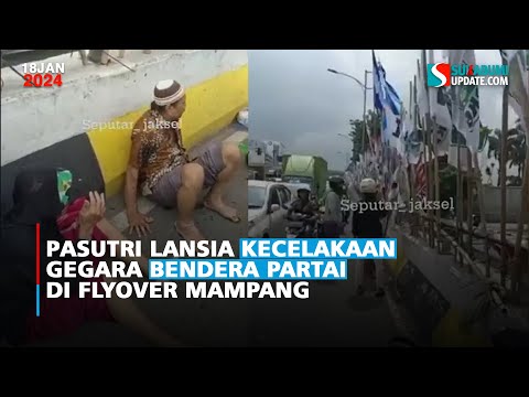Pasutri Lansia Kecelakaan Gegara Bendera Partai di Flyover Mampang