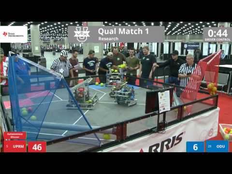 VEX Worlds 2016 - VEX U - Research - Qual 1 (UPRM) 158 vs 11 (ODU)