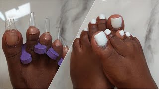 WHITE PRESS ON TOE NAILS| WATCH ME WORK|TOESDAY | TOENAIL TUTORIAL| NAIL HACK