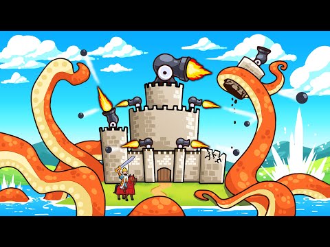 Defending my castle from THE KRAKEN in Thronefall!