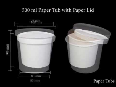 350ml white paper takeaway container with lid