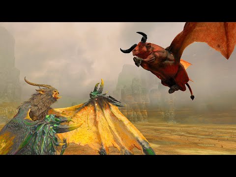 Great Taurus VS Feral Manticore. Total War Warhammer 3