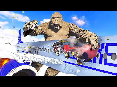 King Kong Causes a Plane CRASH - Teardown Mods Gameplay