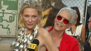 Watch Jamie Lee Curtis SHIELD Cate Blanchett's Wardrobe Malfunction Mid-Interview (Exclusive)