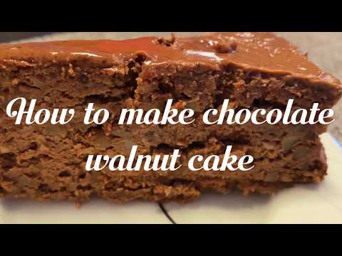 Cake 'Garash' Bulgarian recipe, chocolate walnut cake.