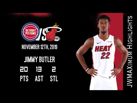 2019.11.12 Pistons vs Heat Jimmy Butler Highlights, 20 Points, 13 Assists