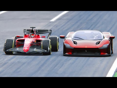 Ferrari F1 2022 F1-75 vs Ferrari Daytona SP3 at Monza GP