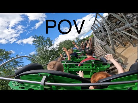 Back row point of view footage of Roar-O-Saurus
