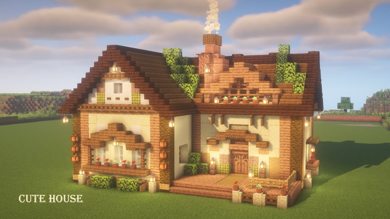 [マイクラ建築]おしゃれなお家の作り方 ジャングルの木材を使ったかわいい拠点[Minecraft][tutorial]How to build ...