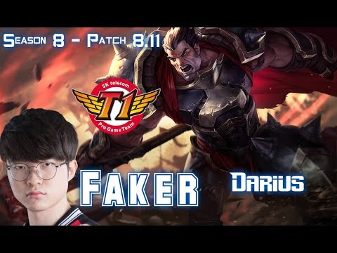 SKT T1 Faker DARIUS vs IRELIA Top - Patch 8.11 KR Ranked