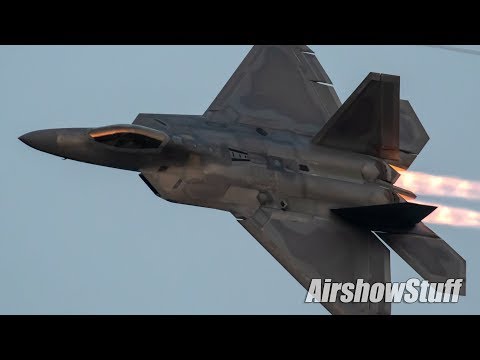 F-22 Raptor Twilight Afterburner Demo and Heritage Flight - EAA AirVenture Oshkosh 2019