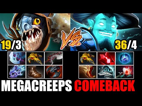 Slark VS Pro Storm Spirit 36 Kills - Crazy Megacreeps Comeback 7.24b Dota 2