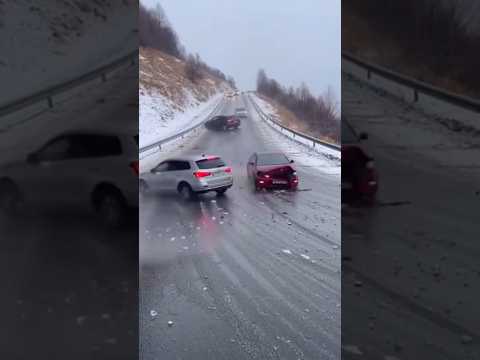 Snow causes slippery road, be careful #trending #snow #road #driving