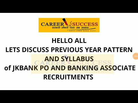JKBANK || BANKING ASSOCIATES|| PREVIOUS YEAR PATTERN ||JKBANK 2020||JOIN LIVE CLASSES-9419145317