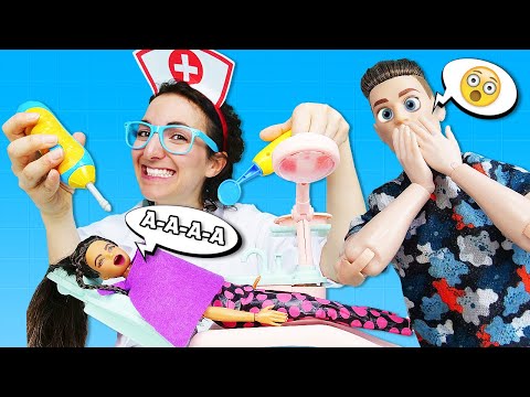 Non avere paura! Dentista per bambini. Giochi del dottore con le bambole Barbie in italiano