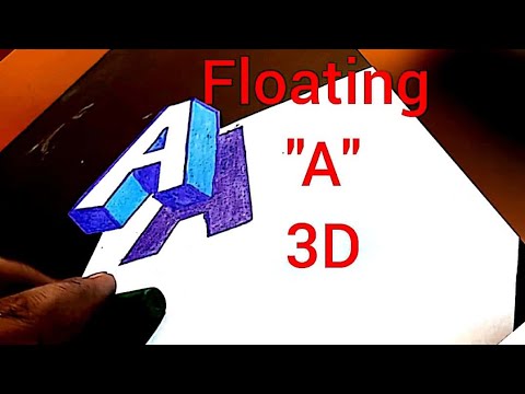 Very easy!! How to Draw 3D floating Letter "A"