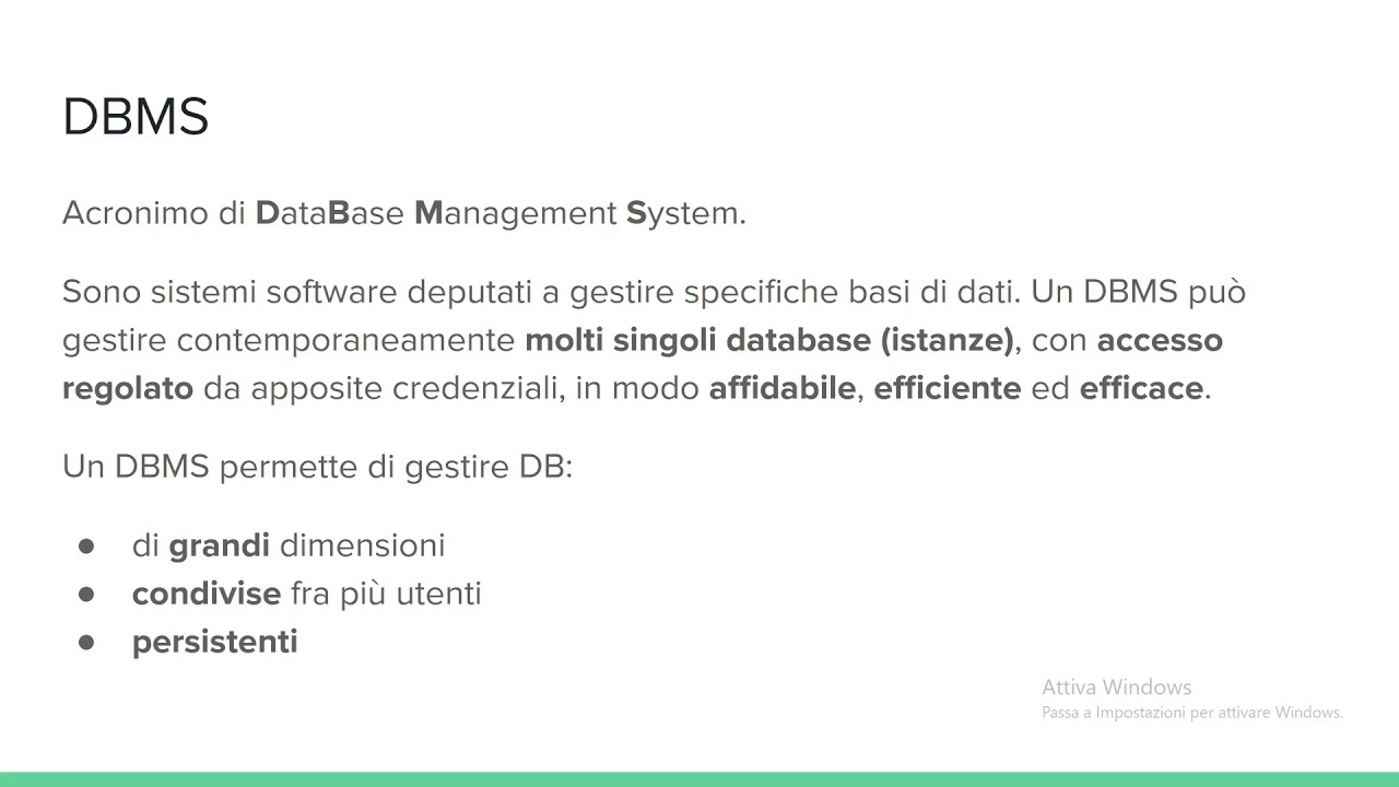 BASI DI DATI: introduzione ai DBMS