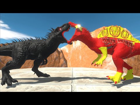 IRON MAN SPINOSAURUS MOUNTAIN DEATH CLIMB - Animal Revolt Battle Simulator