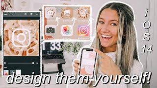 *iOS 14* how to design + create your own custom app icons for FREE on your phone! (QUICK AND EASY!)