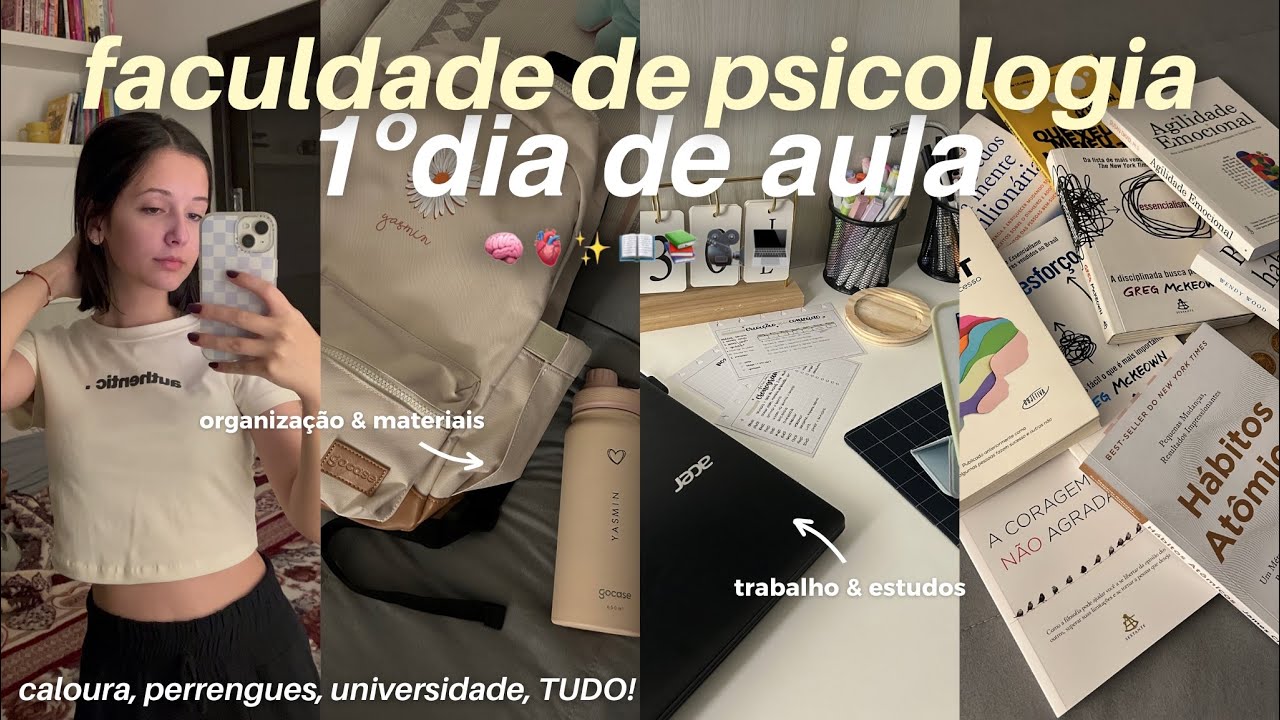 meu PRIMEIRO DIA de aula na faculdade de PSICOLOGIA! 🧠🫀✨ nova rotina, universidade e perrengues