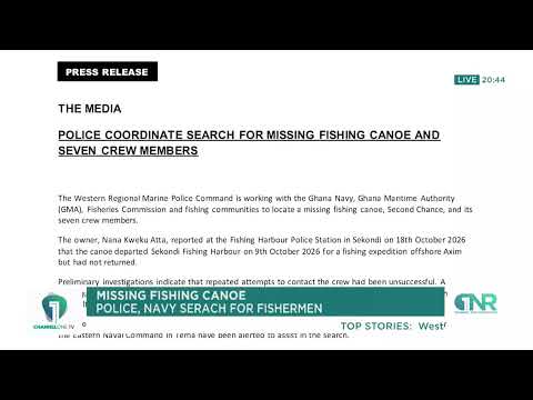 Search Intensifies for Missing Fishing Canoe and 7 Crew Members Off Axim