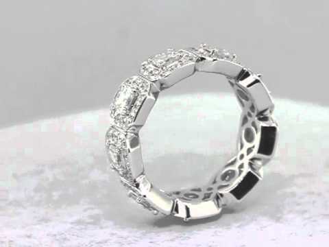 Ladies Designer Wedding Band Asscher Cut Diamonds