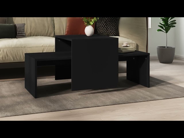 Vidéo teaser pour 802913 vidaXL Coffee Table Set Black 100x48x40 cm Engineered Wood