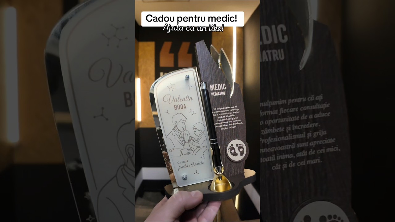 Thumbnail video Trofeu personalizat cu pix - Cadou pentru pediatru
