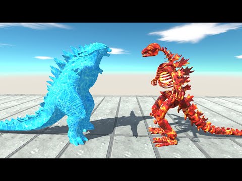 New Monster Godzilla Skeleton Lava VsTeam Godzilla 2014 Ice Death run-Animal Revolt Battle Simulator