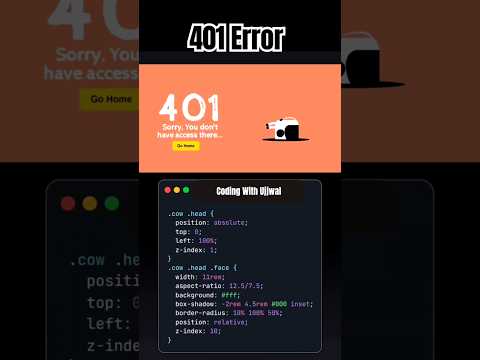 Funny 401 Cow Error Page Using Pure HTML & CSS