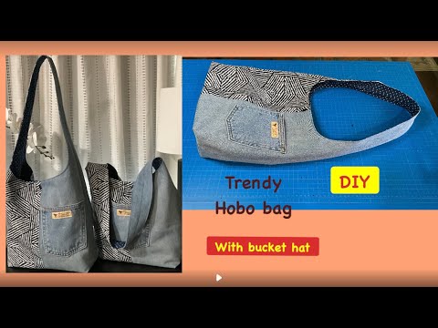 How to make Hobo Bag out of OLD JEANS & UPHOLSTERY FABRIC / DIY your own hobo bag