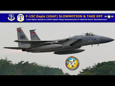 4K⁵⁰✈️🇺🇸F-15C Eagle (USAF)_SlowMotion Take Off_131stFS_104thFW MANG 'Barnestormers' (ETNH)