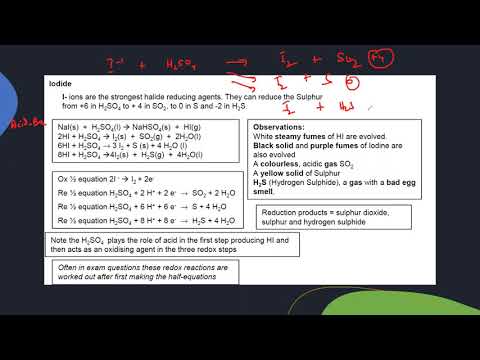 Group 7  Halogens reactions with sulphuric Acid IAL As Chemistry Unit 2 Lecture 13 part b