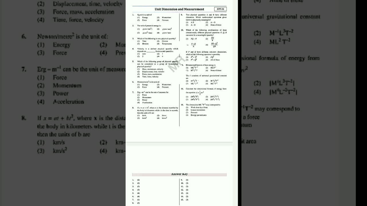 Units & Measurements Physics MCQ with answer #physics
