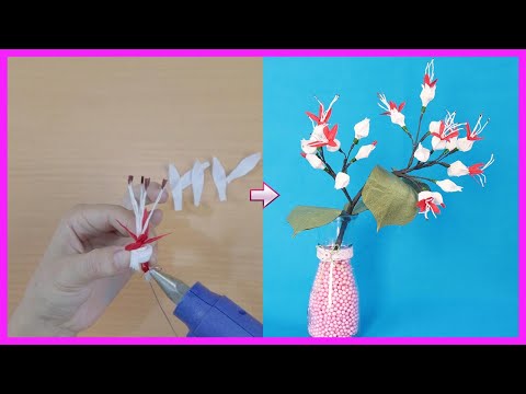 How To Make Clerodendrum Thomsoniae Paper Flower From Crepe Paper - Easy And Simple