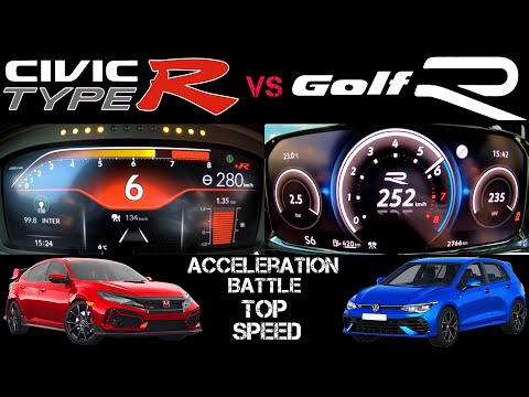 2023 Honda Civic Type R vs 2022 VW Golf 8 R Acceleration battle and Top Speed