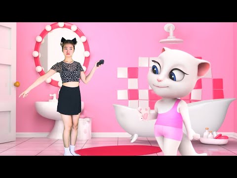 Imitate Angela Dancing And Playing With Tom - My Talking Angela 2 In The Real Life