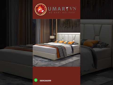 Giường Ngủ Bọc Da Cao Cấp GN-1010 (Viền Mạ Vàng Luxury)