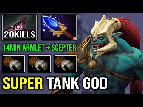 WTF 1st Item Triple Gauntlets | Super Tank 14Min Armlet + Scepter Huskar 100% Anti Mid Ganker Dota 2