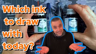 Drawing with my Leonardo Momento Zero Grande 2.0 Dark Hawaii & Asvine V126 Blue Swirl fountain pens